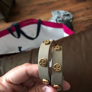 Tory Burch logo double wrap leather bracelet